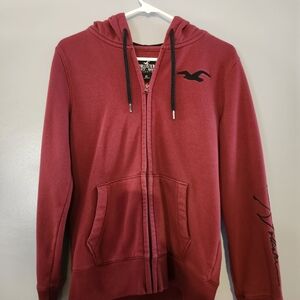 Hollister Maroon Zip-Up Hoodie